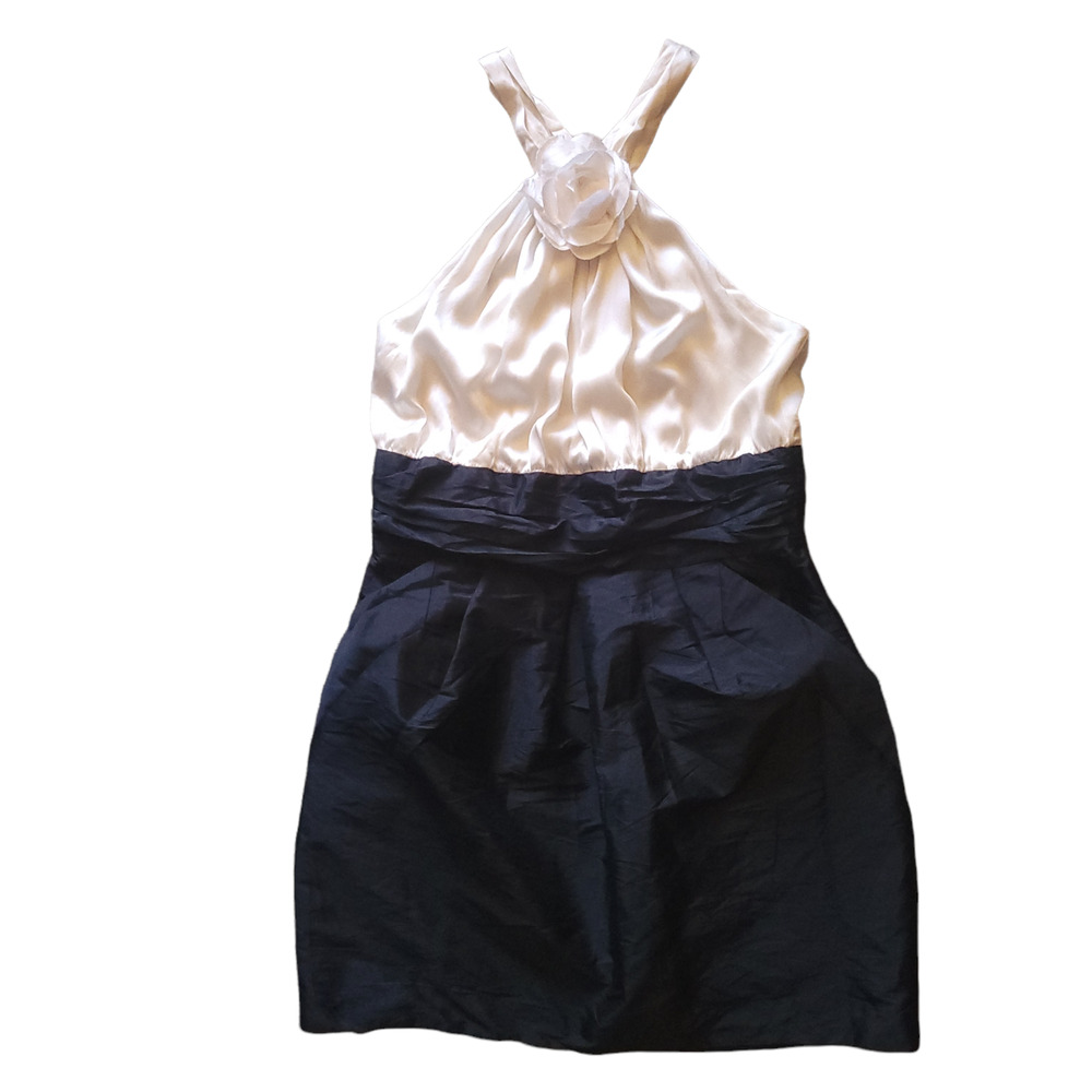 Alexia Admor Dress Cocktail Mini Open Back Black and Cream Size Large